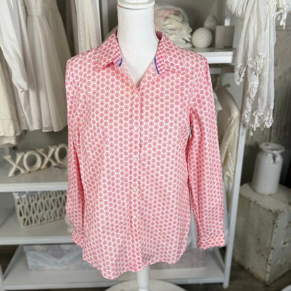 Charter Club Tops - Charter Club Women's Sz 10 Relaxed Fit Pink Floral Button Up Blouse #3591